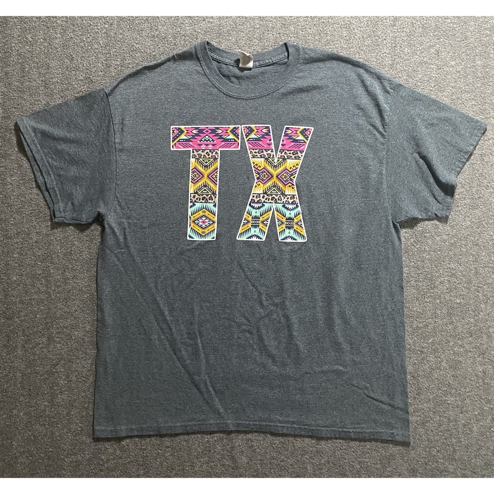 GILDAN Tee-Shirt Heavy Cotton Gray TX LOGO Size XL
